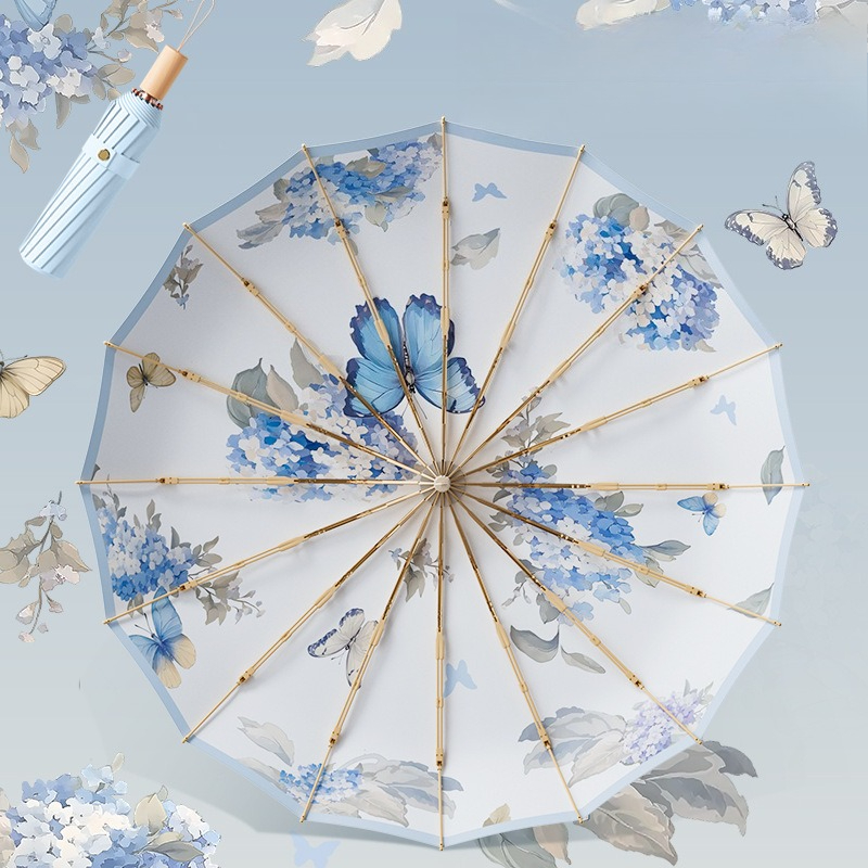 Parasol Umbrella Large - Vintage 16 Ribs Umbrella Large Folding