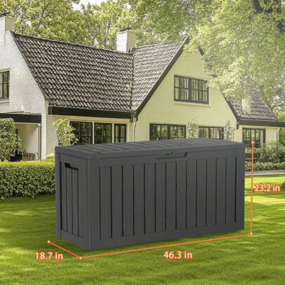 Outdoor Furniture Resin - 90 Gallon Lockable Resin Deck Box