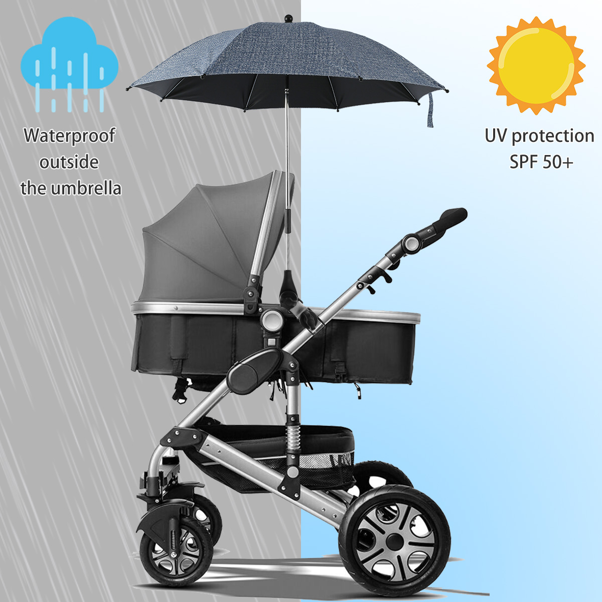 Universal Baby Car Pram Umbrel - đánh giá và giá Parasol Umbrella Large