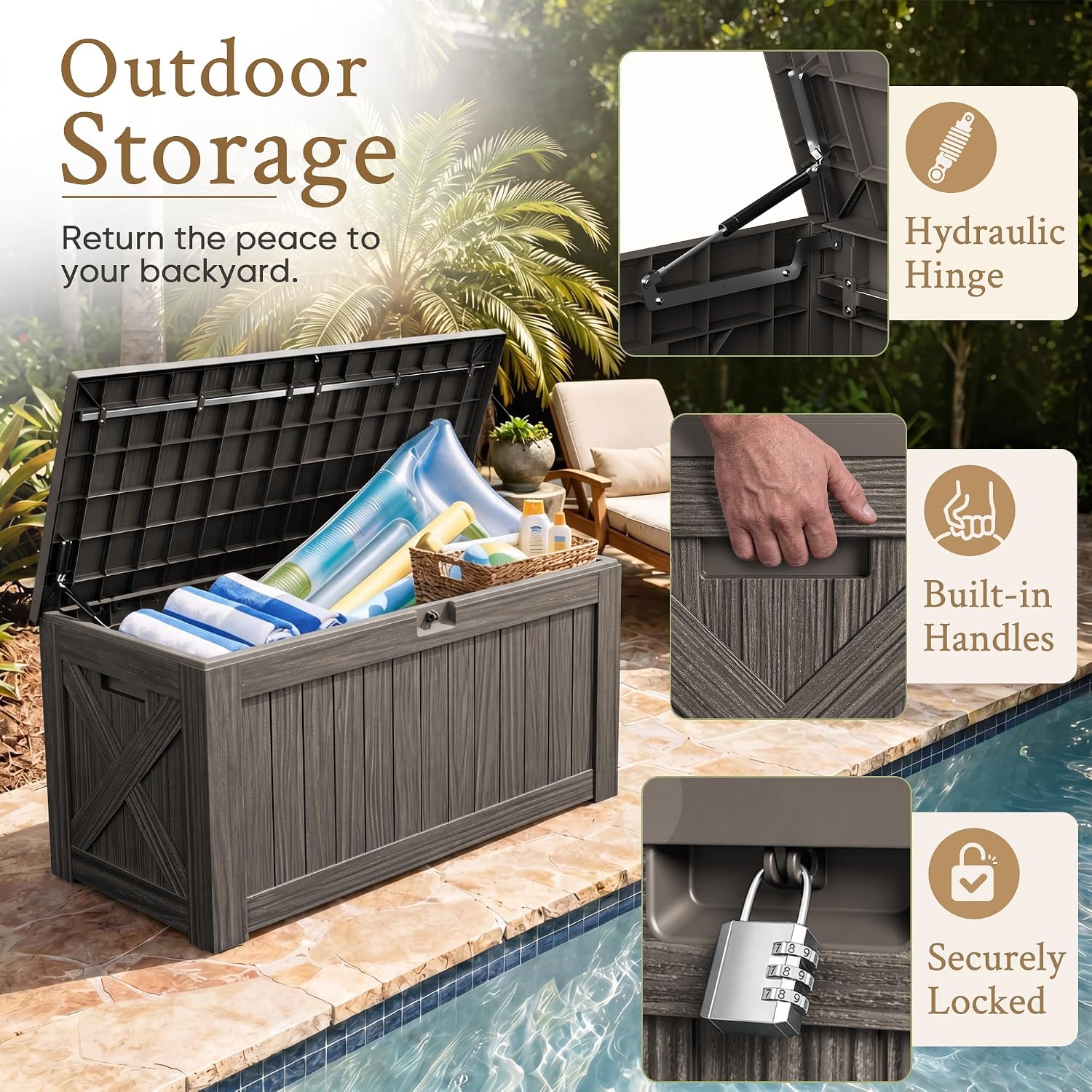 120 Gallon Large Deck Box Outd - đánh giá và giá Outdoor Furniture Resin