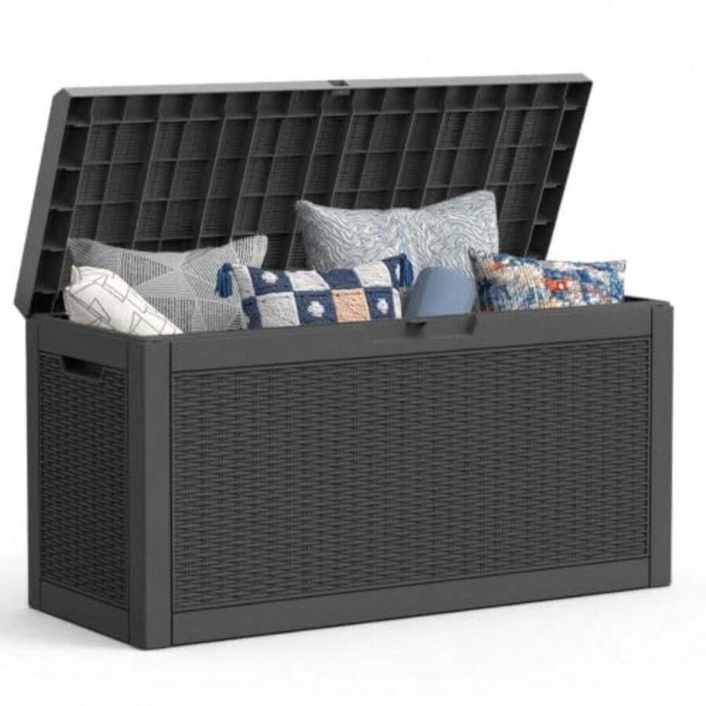 Outdoor Storage Box Deck Box W - đánh giá và giá Outdoor Furniture Resin
