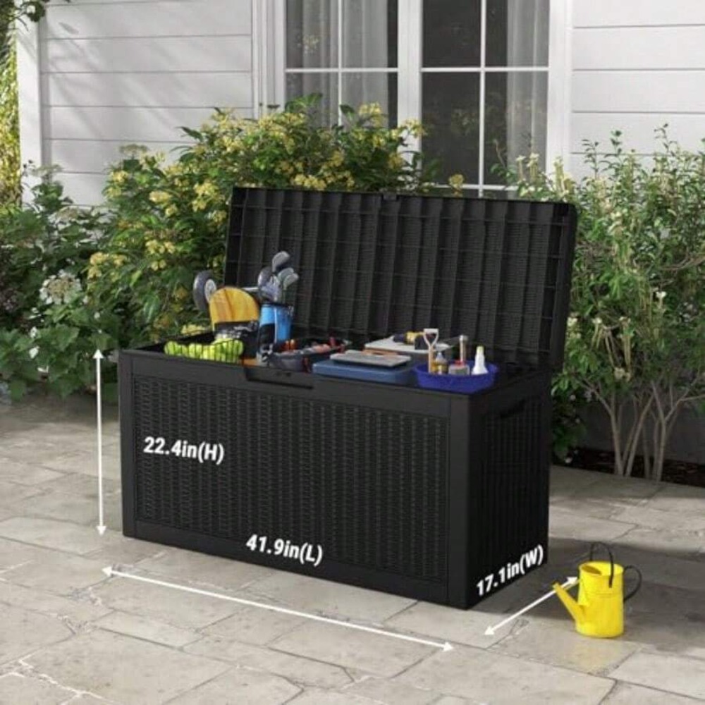 Outdoor Storage Box Deck Box W - đánh giá và giá Outdoor Furniture Resin