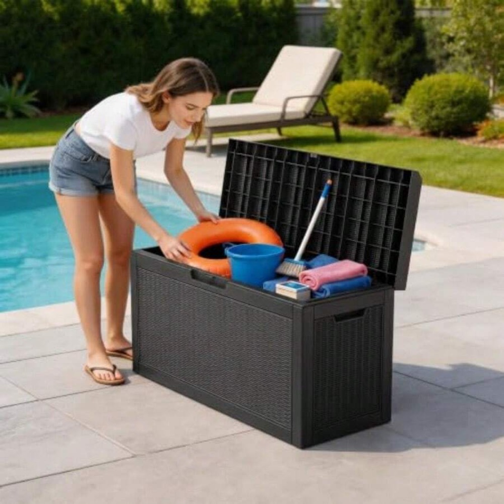 Outdoor Storage Box Deck Box W - đánh giá và giá Outdoor Furniture Resin