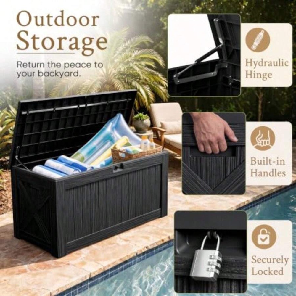 120 Gallon Deck Box Outdoor St - đánh giá và giá Outdoor Furniture Resin