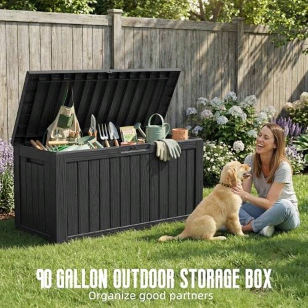 90 Gallon Outdoor Deck Box Wat - đánh giá và giá Outdoor Furniture Resin