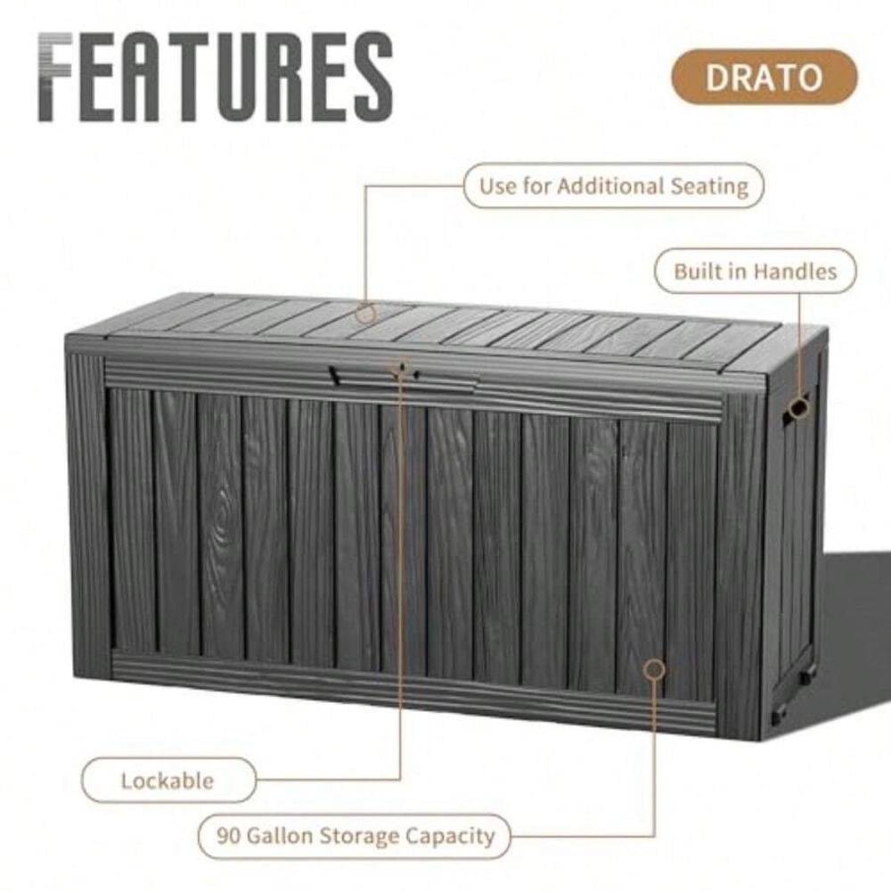 90 Gallon Outdoor Deck Box Wat - đánh giá và giá Outdoor Furniture Resin